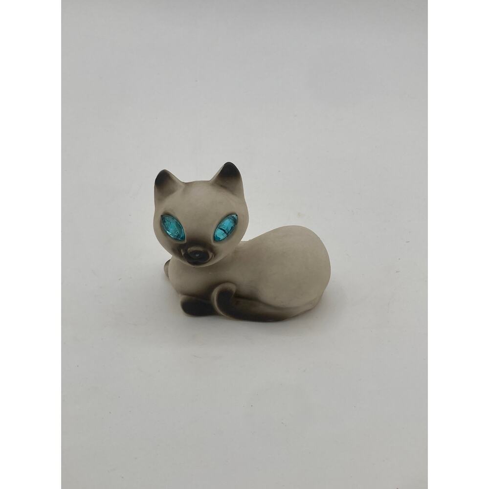 Vintage Rottman Siamese Cat Figurine Blue Rhinestone Eyes CALIF USA